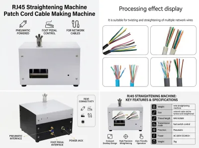 RJ45 理线机 跳线制造机 JW-P08 - 屏蔽网刷理机 / 屏蔽网处理机